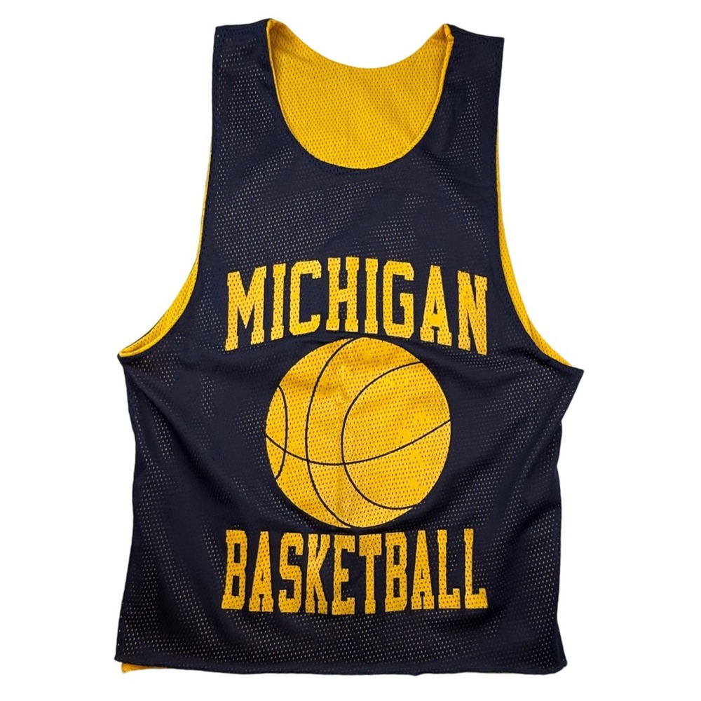 VTG Top Ten Michigan Jersey Basketball Reversible Mesh‎ Mens Large maze blue
